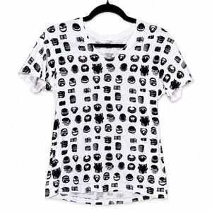 Armani Exchange Black and White Graphic Ring Tee V-Neck